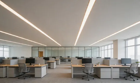 Commercial office with linear lighting